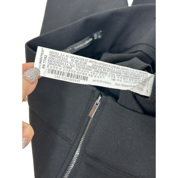 Zara Women’s Trafaluc Collection Pants L Black Tapered Hip Zippers Stretch - Picture 6 of 11